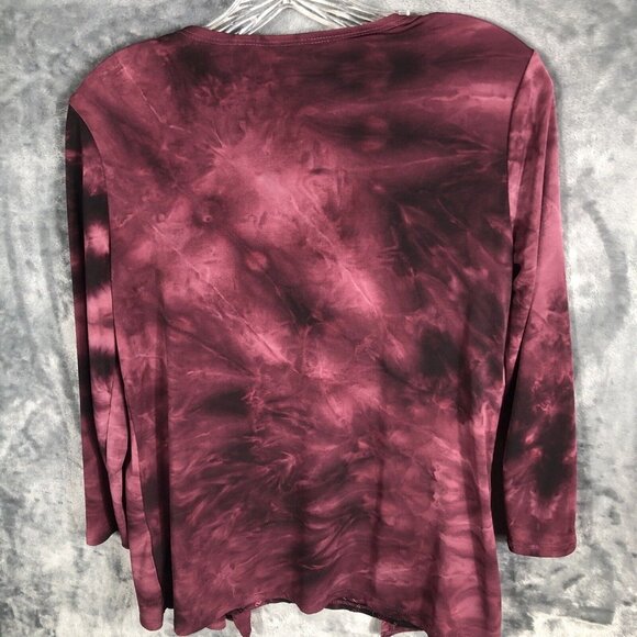 Kim Rogers Top Women’s Petite Small  Burgundy Sequined Shirt - Picture 16 of 16